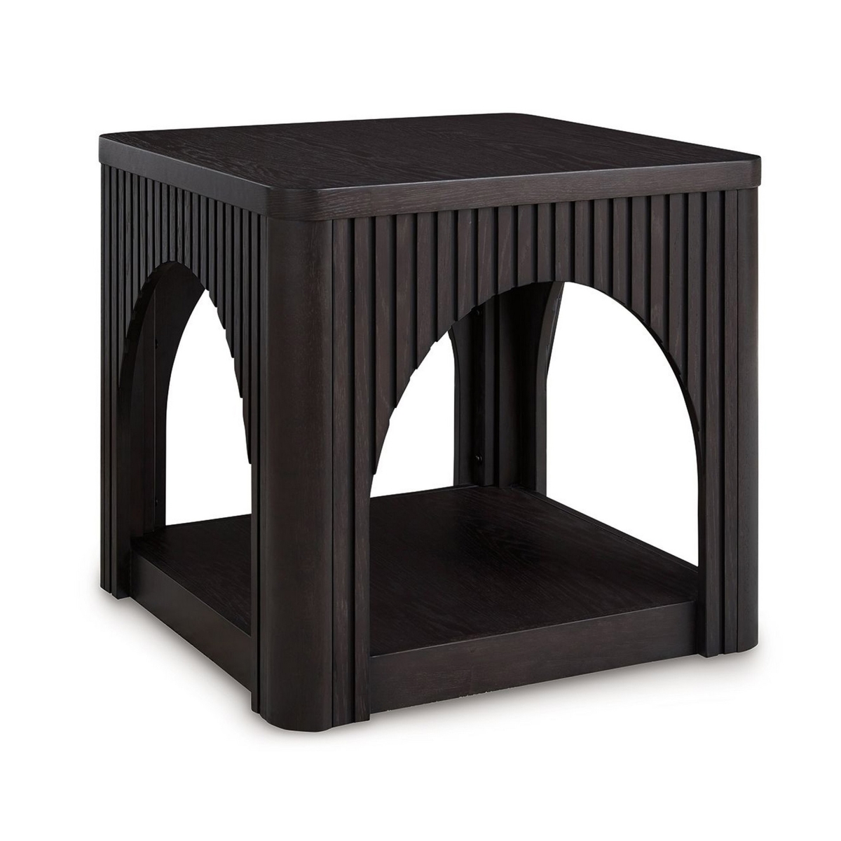 Picture of Benjara BM327371 24 in. Yini Square Side End Table with Lattice Arch Design&#44; Black Wood