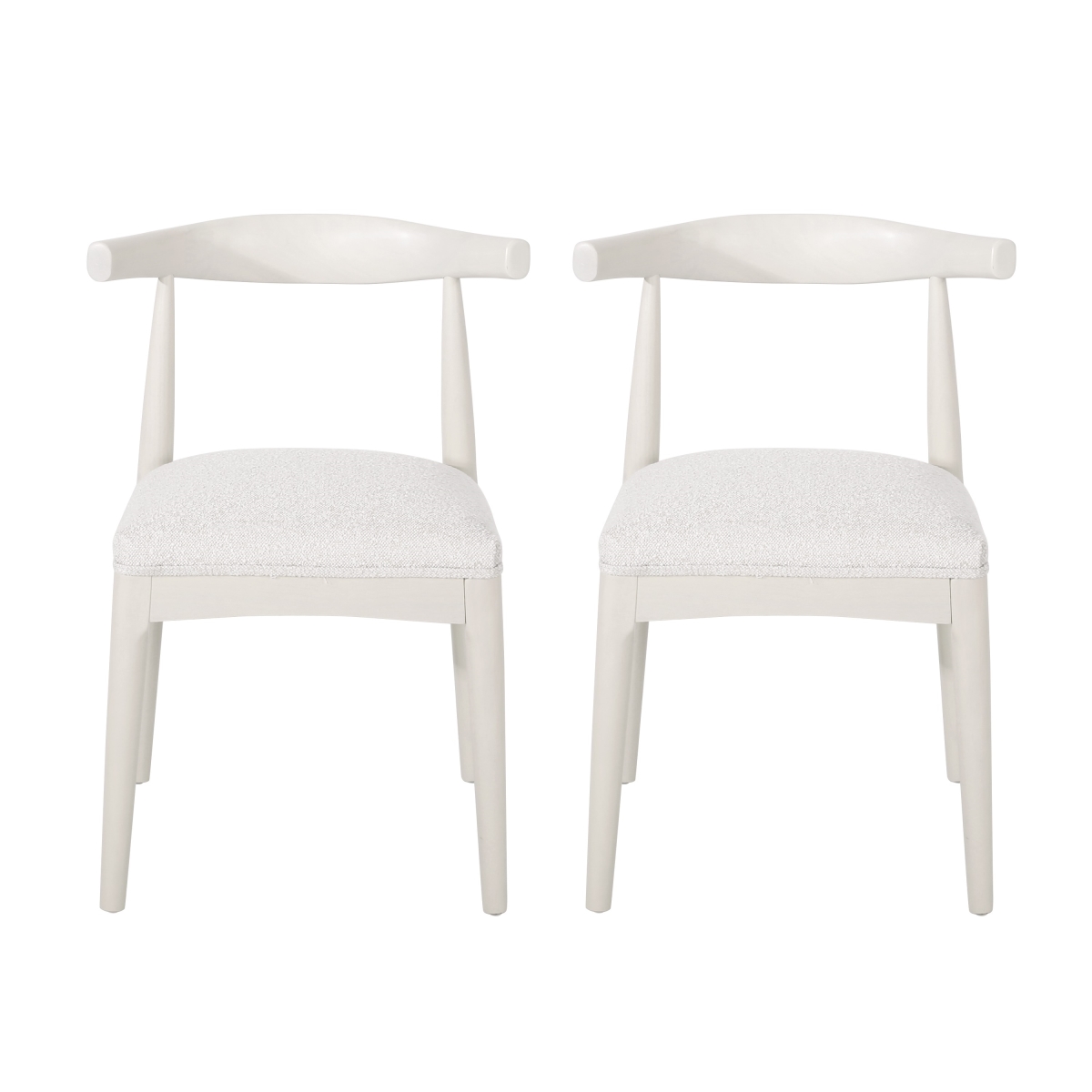 Picture of Benjara BM327737 Hima Side Dining Chair with Armless & Rubberwood&#44; Ivory Fabric - Set of 2