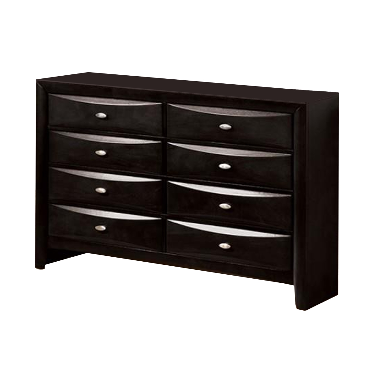 Picture of Benjara BM319524 Simo Wide Dresser with Spacious Top & 8 Drawers Metal Knobs&#44; Black Solid Wood