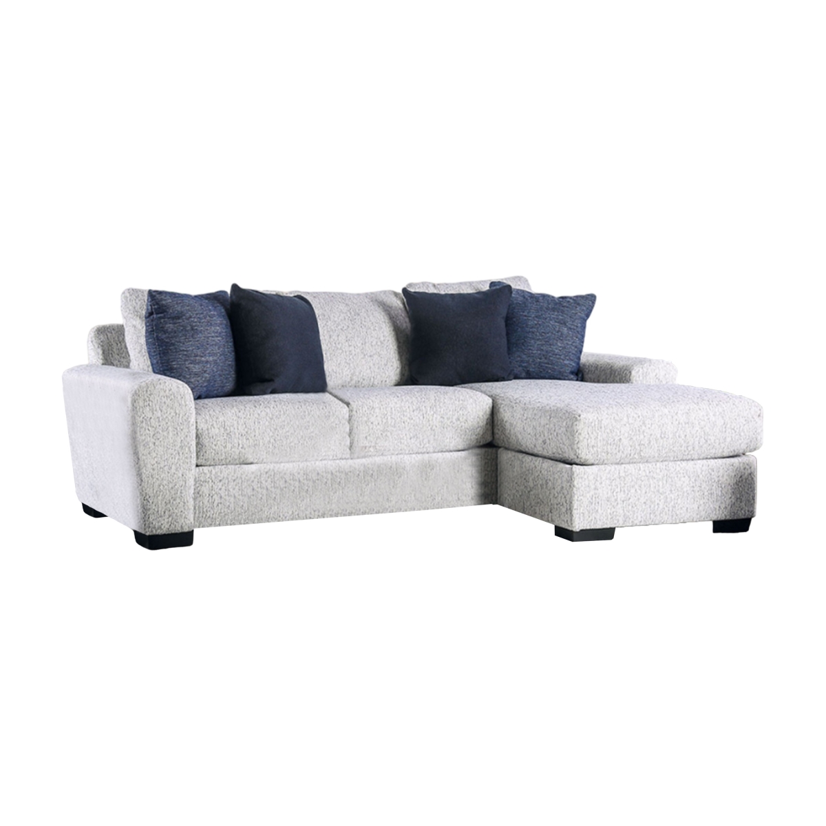 Picture of Benjara BM319824 East Sectional Sofa with Reversible Chaise & 4 Pillows&#44; Cream & White Chenille