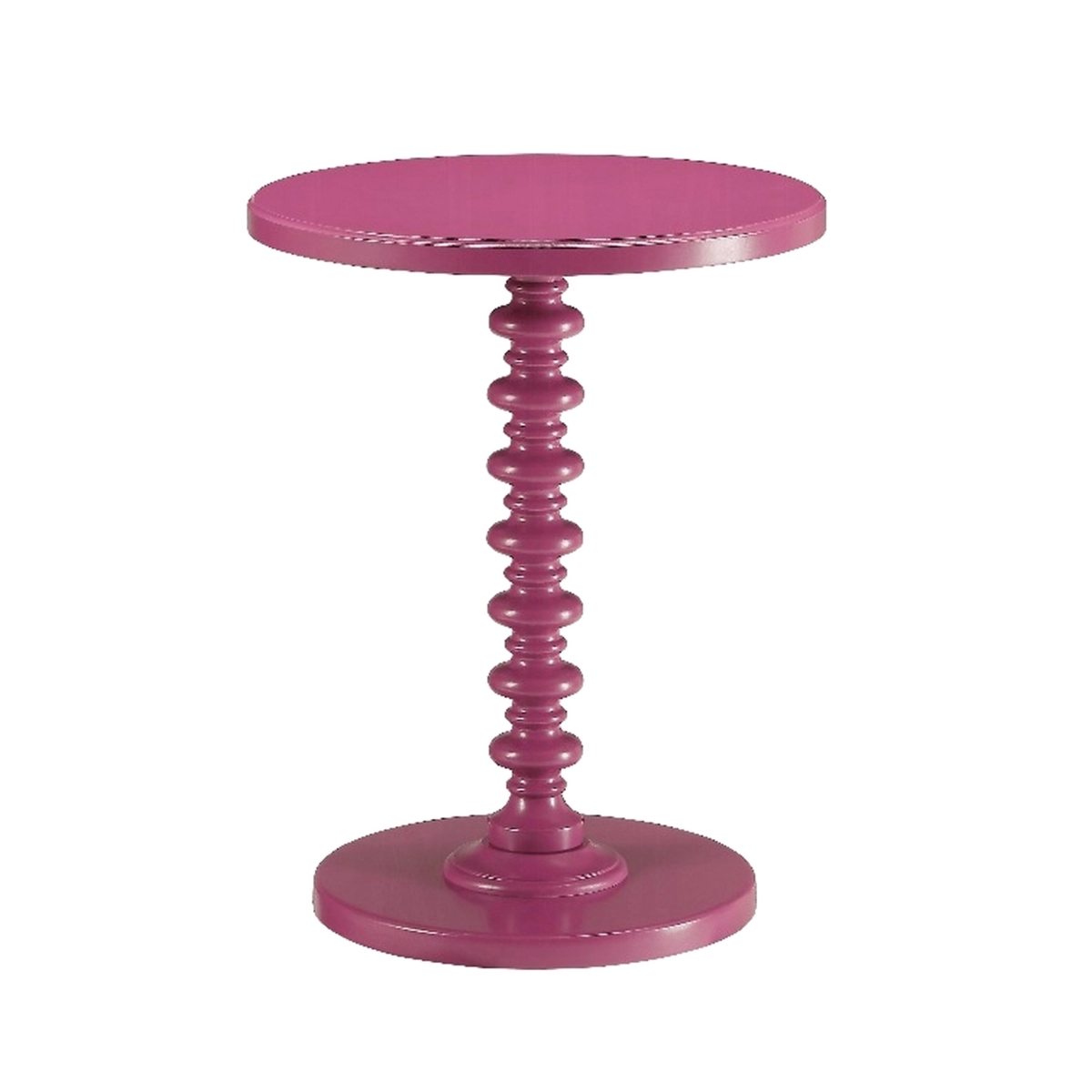 Picture of Benjara BM324388 22 in. Toni Round Accent Table with Turned Pedestal Base&#44; Purple Wood
