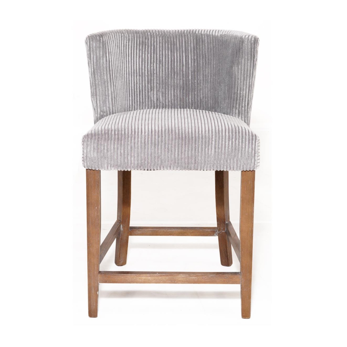 Picture of Benjara BM326782 West Counter Stool Chair with Light Gray Ribbed Fabric&#44; Natural Oak Wood