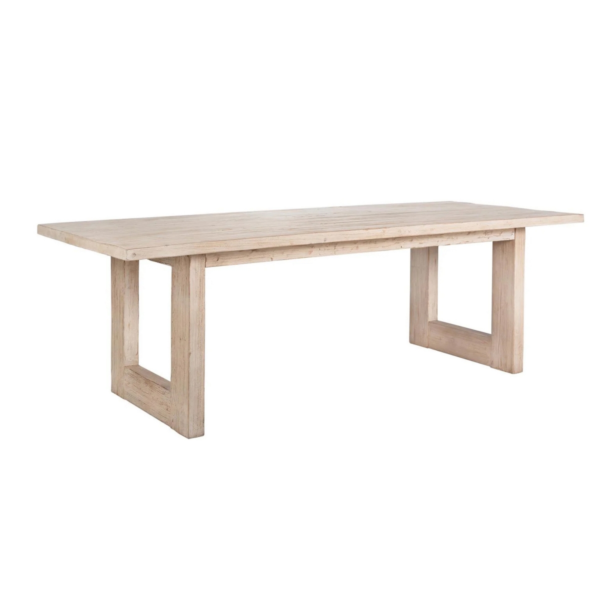 Picture of Benjara BM326612 Fini Dining Table with 95 in. Rectangle Wood Top & Sled Base&#44; Whitewash