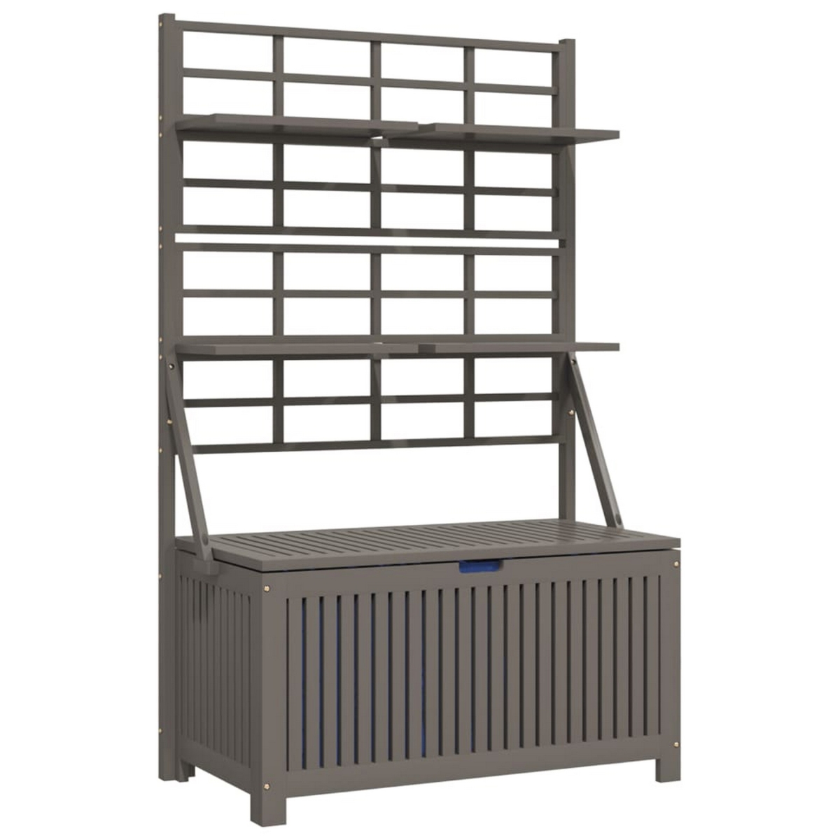 Picture of Benjara BM326435 63 in. Garden Storage Box with Trellis & Shelves&#44; Gray Acacia Wood