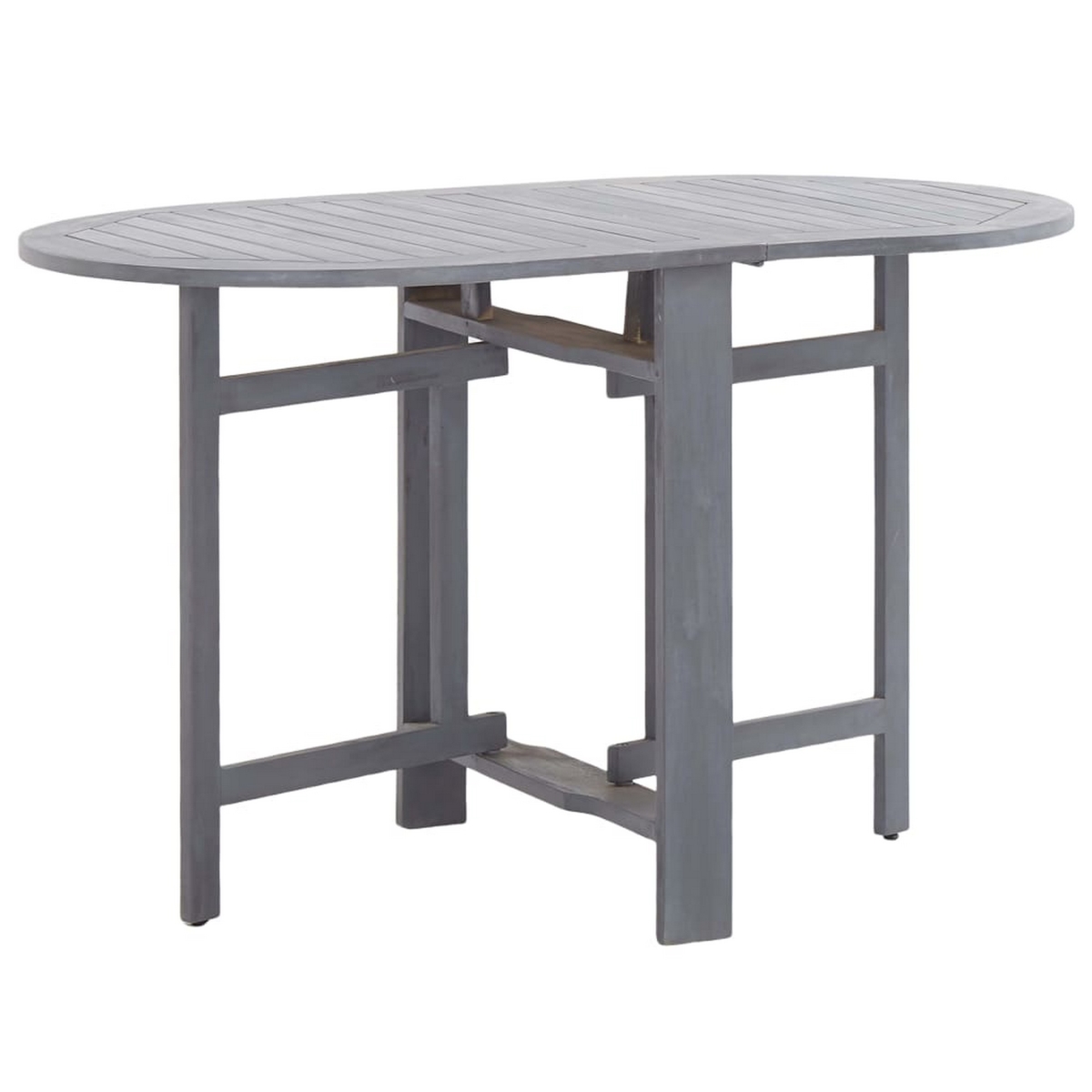 Picture of Benjara BM325949 48 in. Oval Outdoor Dining Table with Foldable Design&#44; Gray Acacia Wood