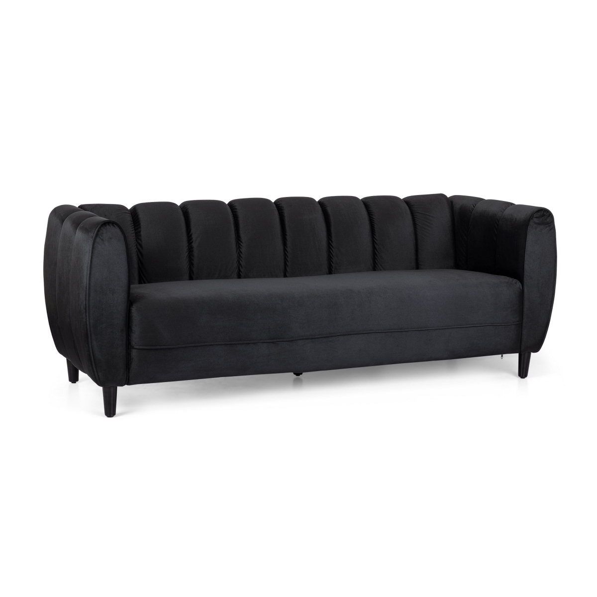Picture of Benjara BM327733 83 in. Orla Retro Channel Tufted Stitch Design Sofa&#44; Black Velvet
