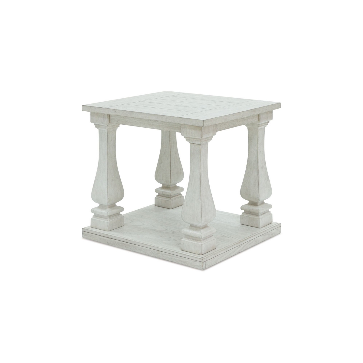 Picture of Benjara BM327363 27 in. Dyne Side End Table with Plank Top & Baluster Legs&#44; White Hardwood