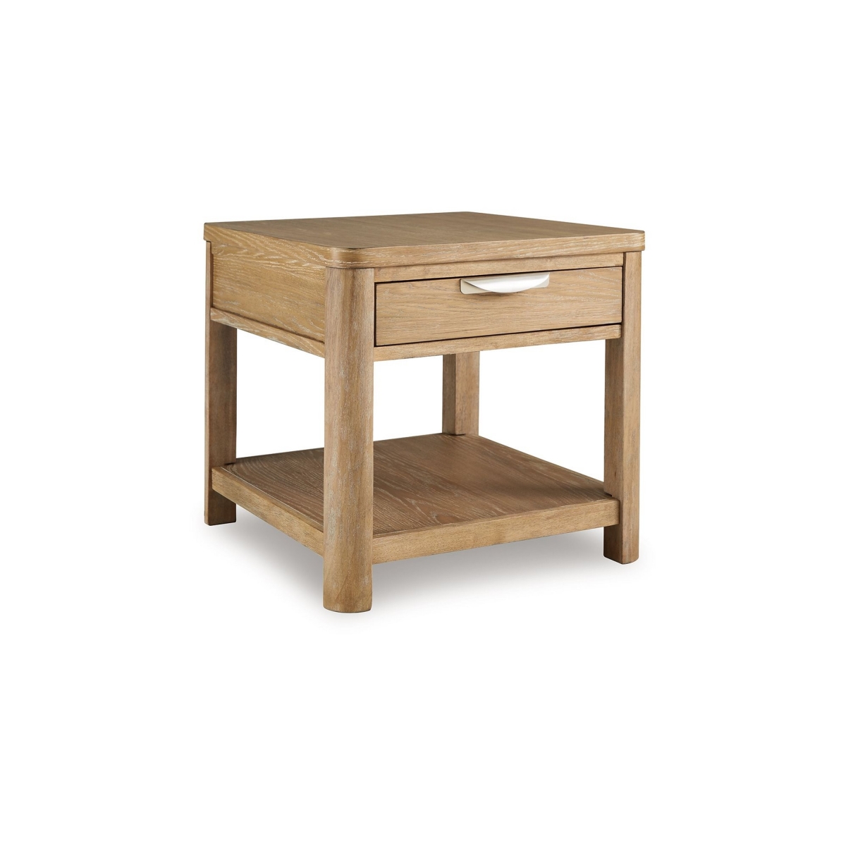 Picture of Benjara BM327385 26 in. Renie Side End Table with 1 Drawer & Open Shelf&#44; Light Brown Wood