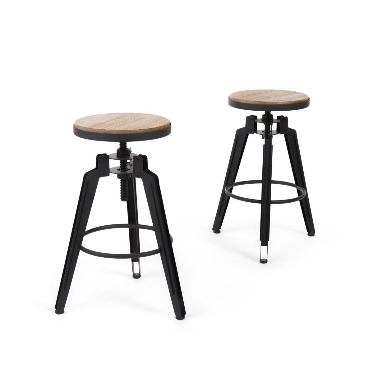 Picture of Benjara BM327719 Counter Height Stool with Solid Fir Wood&#44; Rustic Brown & Black - Set of 2
