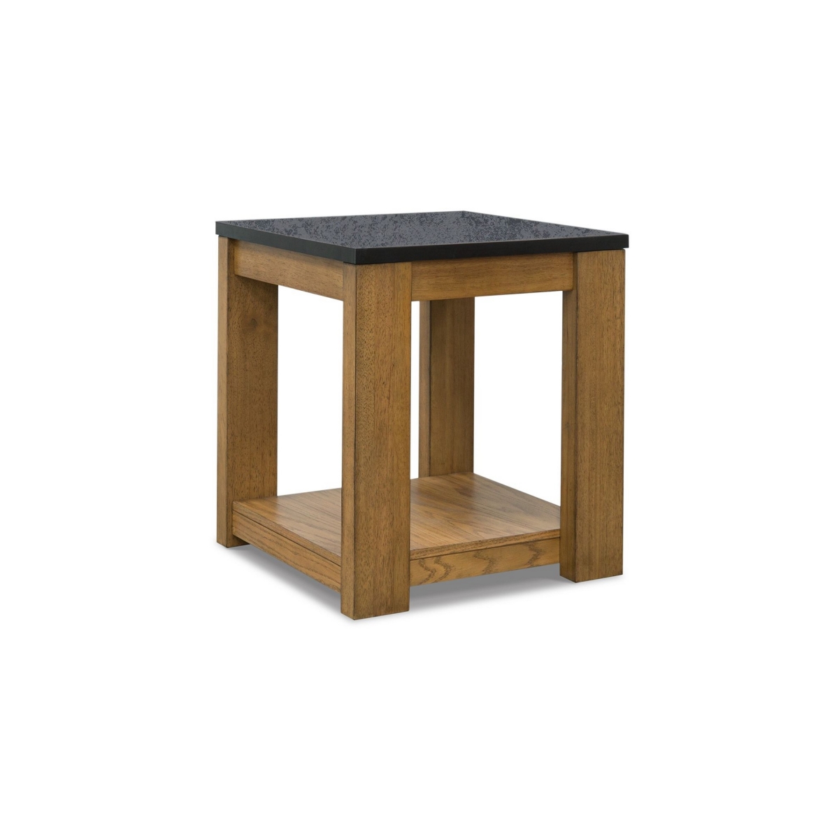Picture of Benjara BM327379 22 in. Enty Side End Table with Classic Faux Stone Top&#44; Light Brown Wood