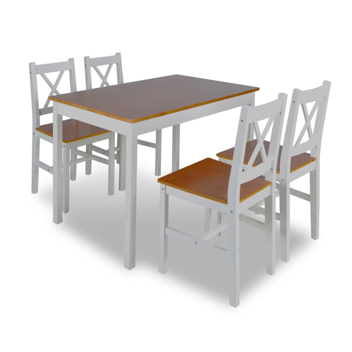 Picture of Benjara BM325772 43 in. 5 Piece Rectangle Dining Table Set with 4 Chairs&#44; Brown & White Wood