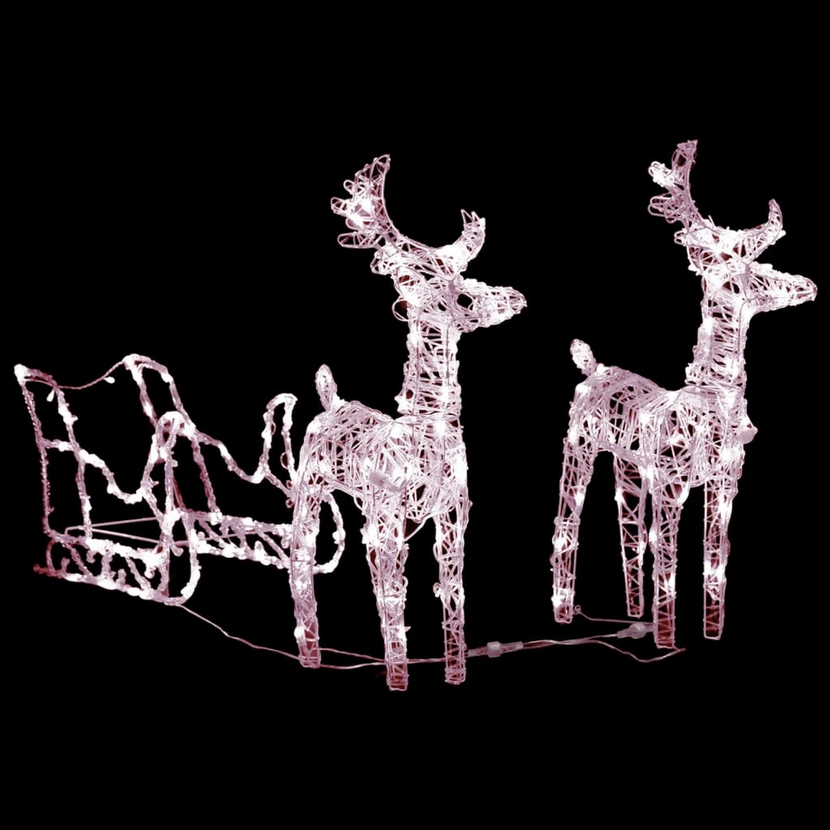 Picture of Benjara BM325880 2 Piece Outdoor Christmas Reindeer with Sleigh & 160 Warm White LED Lights