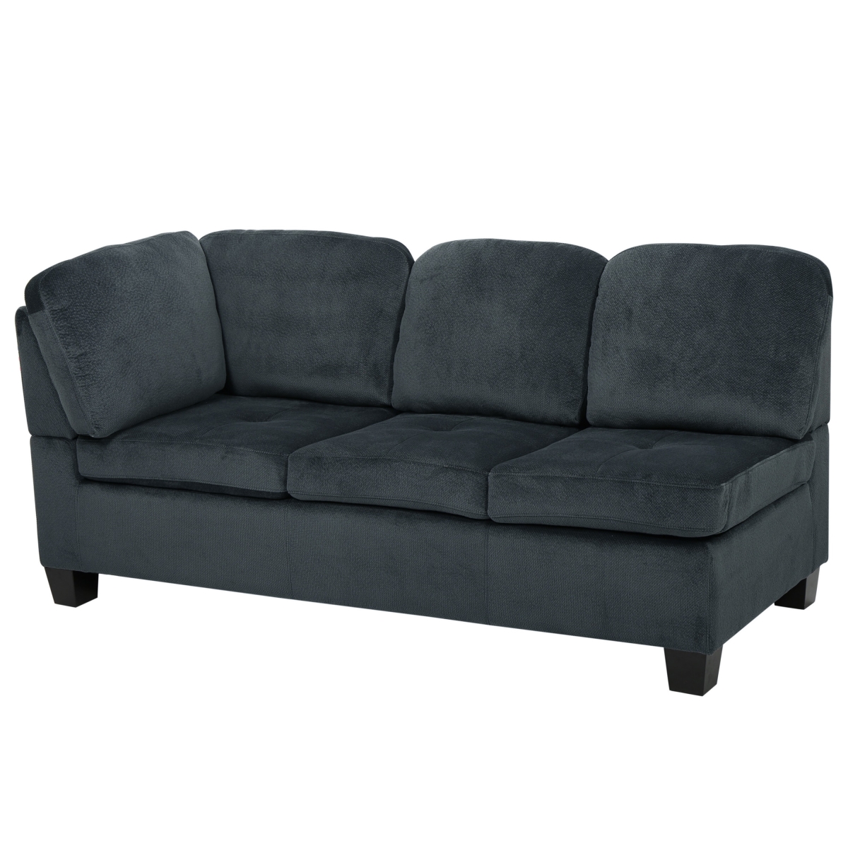 Picture of Benjara BM327031 Sectional Sofa with 3 Seater & Block Legs Plush Tufted Fabric&#44; Dark Gray