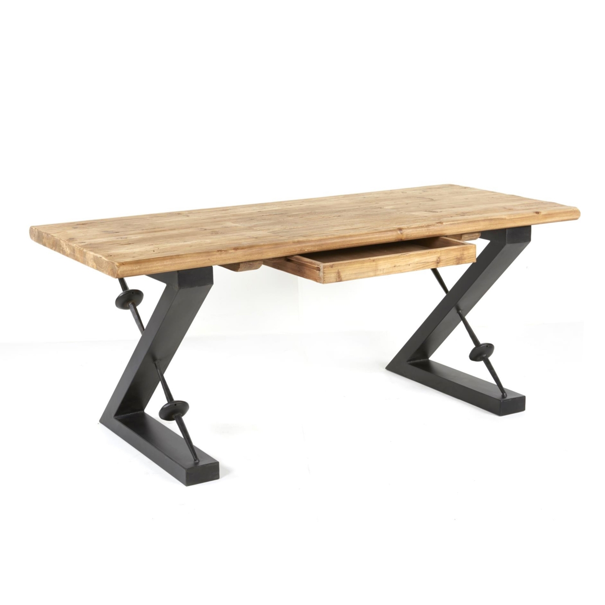 Picture of Benjara BM326784 71 in. Meya Office Rectangle Top Desk with Z Shaped Black Iron Base