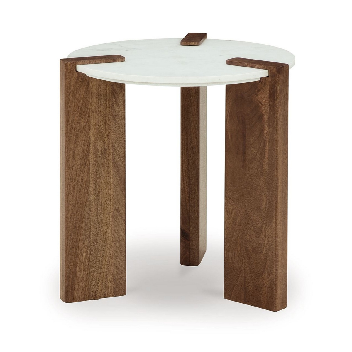 Picture of Benjara BM327424 20 in. Wrenn Side End Table with Round White Marble Top&#44; Brown & Mango Wood
