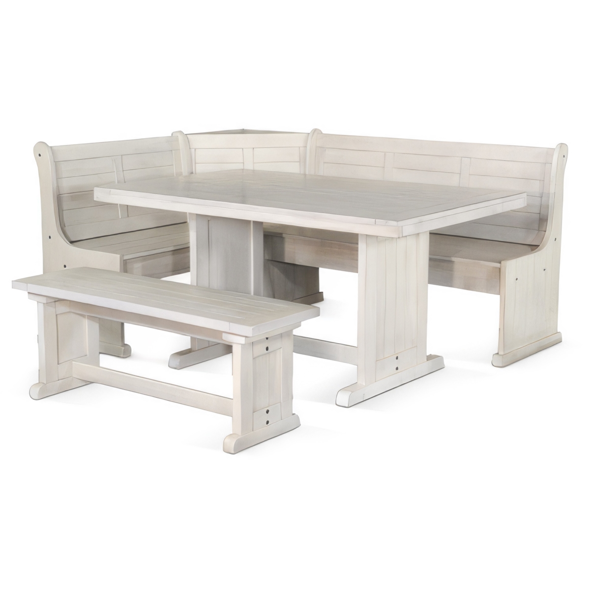 Picture of Benjara BM325194 4 Piece Sime Breakfast Nook Set Dining Table & Corner Bench&#44; White