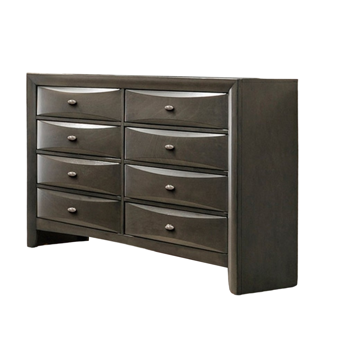 Picture of Benjara BM319528 Simo Wide Dresser with Spacious Top & 8 Drawers Metal Knobs&#44; Gray Solid Wood