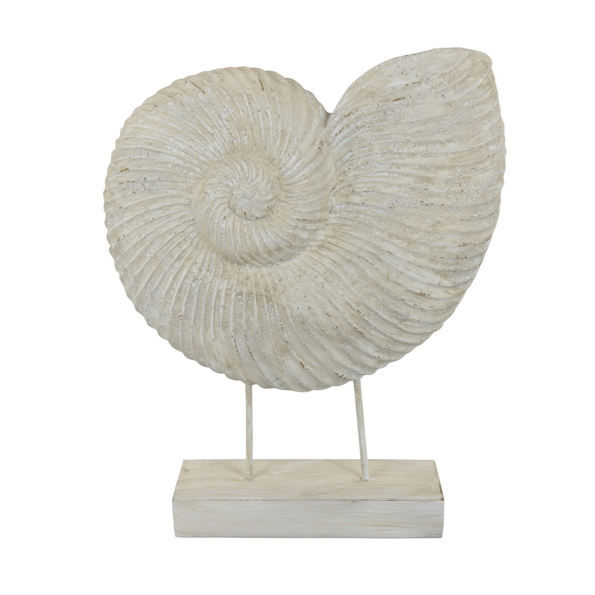 Picture of Benjara BM324316 21 in. Seashell Tabletop Accent Decor with Faux Fossil&#44; Rich White Resin