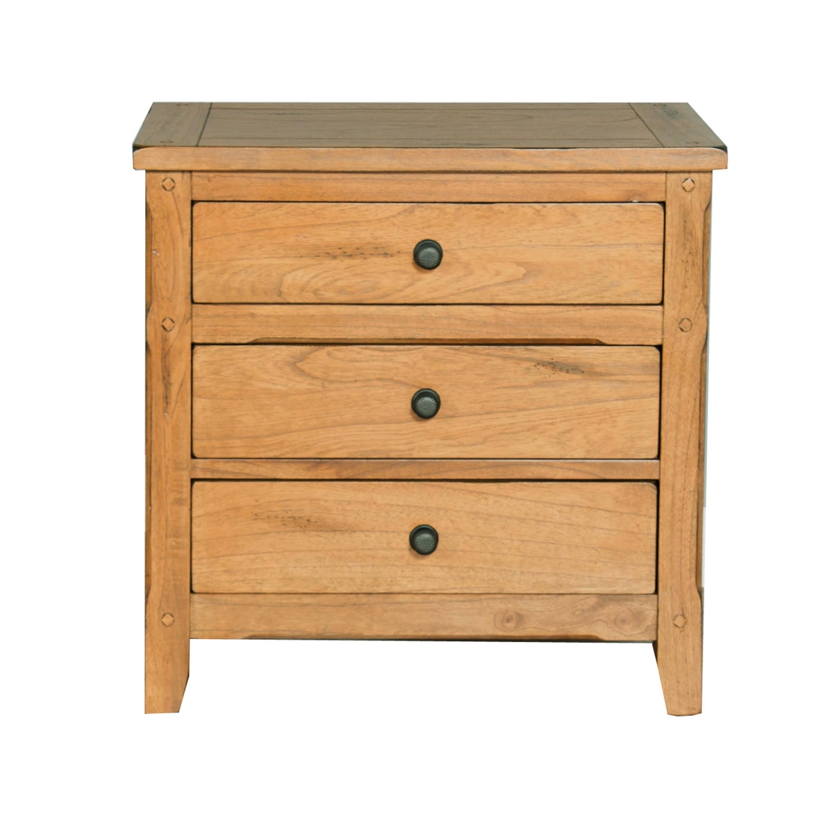 Picture of Benjara BM324767 29 in. Marv Nightstand with 3 Drawers & Rustic Light Brown Solid Wood