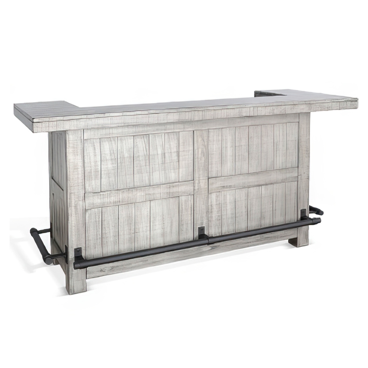 Picture of Benjara BM325266 Zeka Freestanding Bar Table with Pull Out Tray & 80 in. Top&#44; Gray Wood