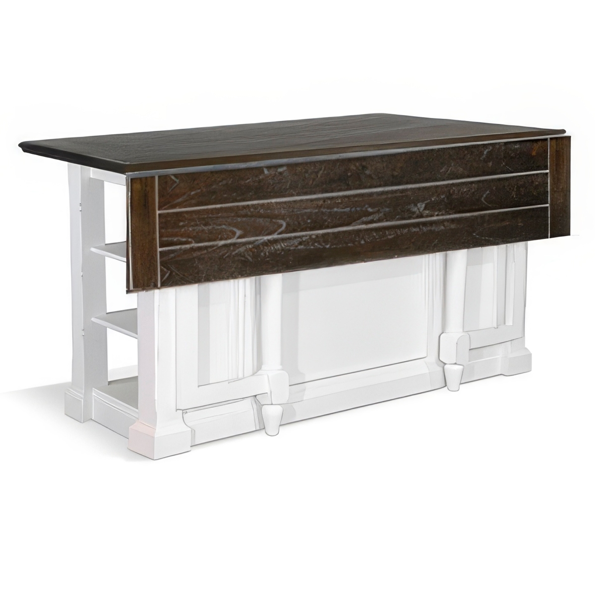 Picture of Benjara BM325201 72 in. Orso Rectangle Kitchen Island with Storage Shelves&#44; Brown White
