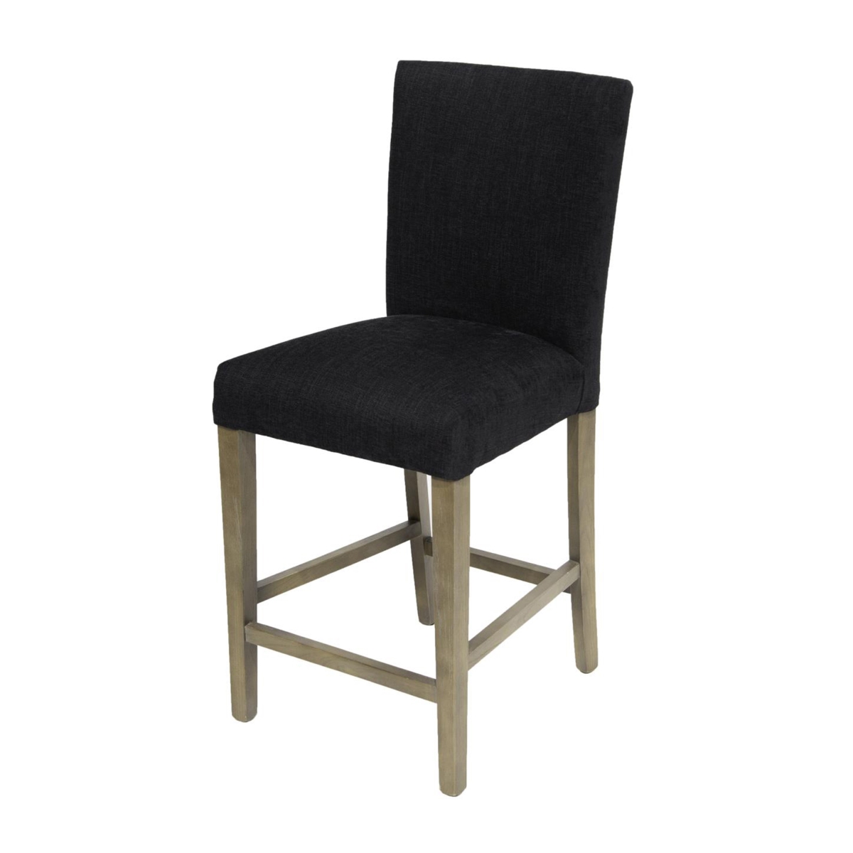 Picture of Benjara BM326809 Zeus Counter Height Chair with Black Fabric Upholstery&#44; Gray Oak Wood Legs