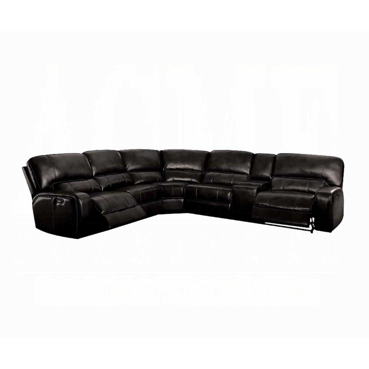Picture of Benjara BM327234 Saley Power Motion Sectional Sofa with USB & Black Faux Leather&#44; Console