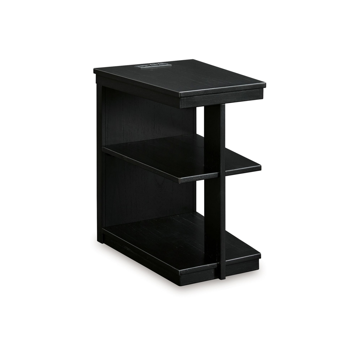 Picture of Benjara BM327387 21 in. Wendy Chairside End Table with 2 Shelves & USB Port&#44; Black Wood
