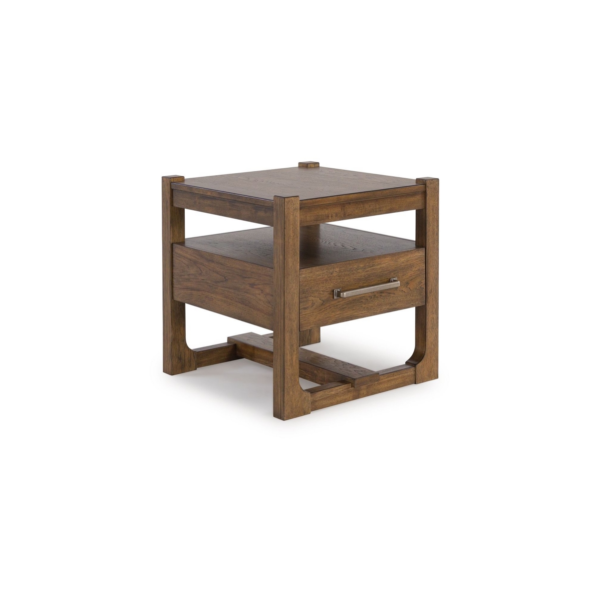 Picture of Benjara BM327399 24 in. Cabal Square Side End Table with Drawer & Shelf&#44; Light Brown Wood