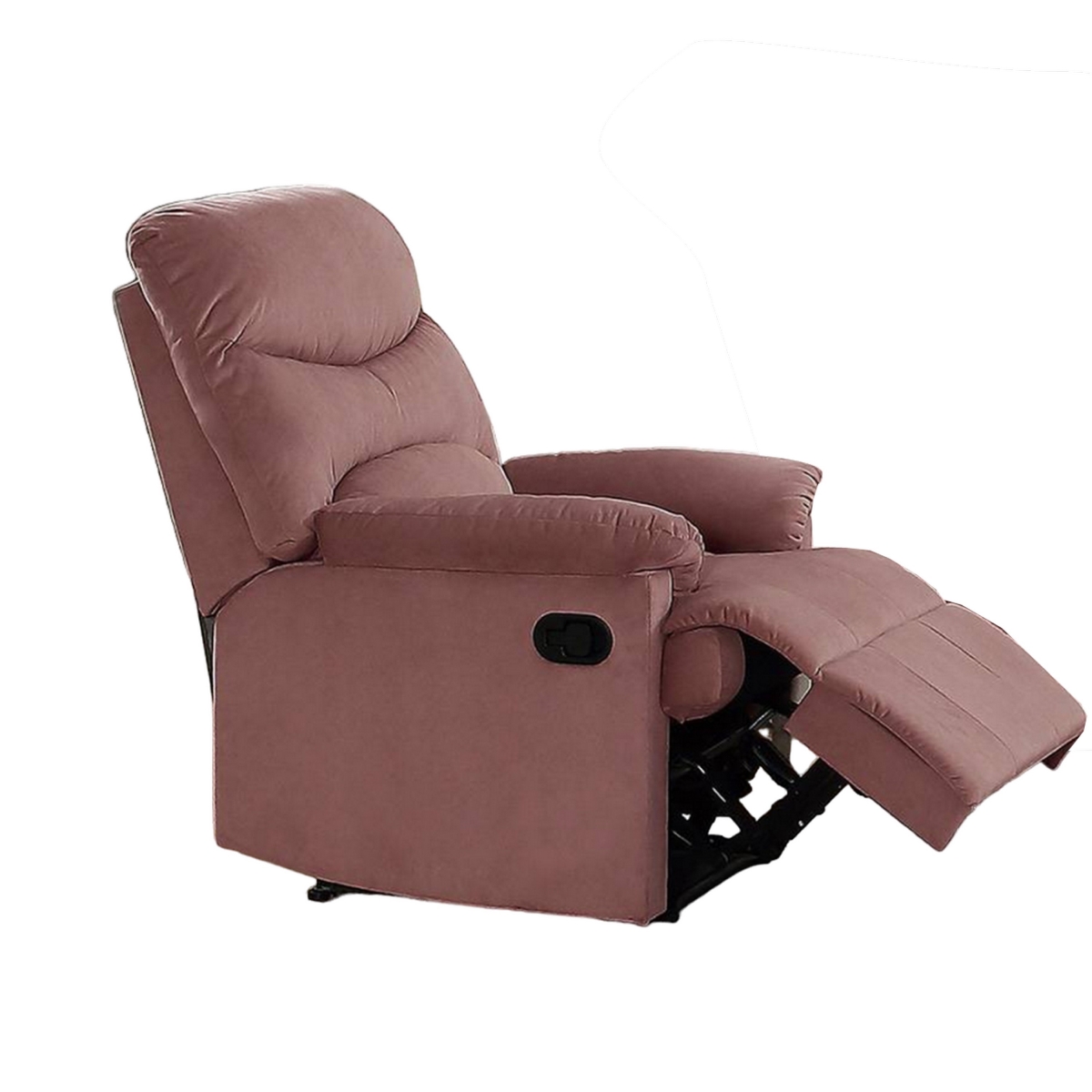 Picture of Benjara BM326100 Karry Manual Recliner Chair with Cushionsed Blush Pink Velvet & Solid Wood