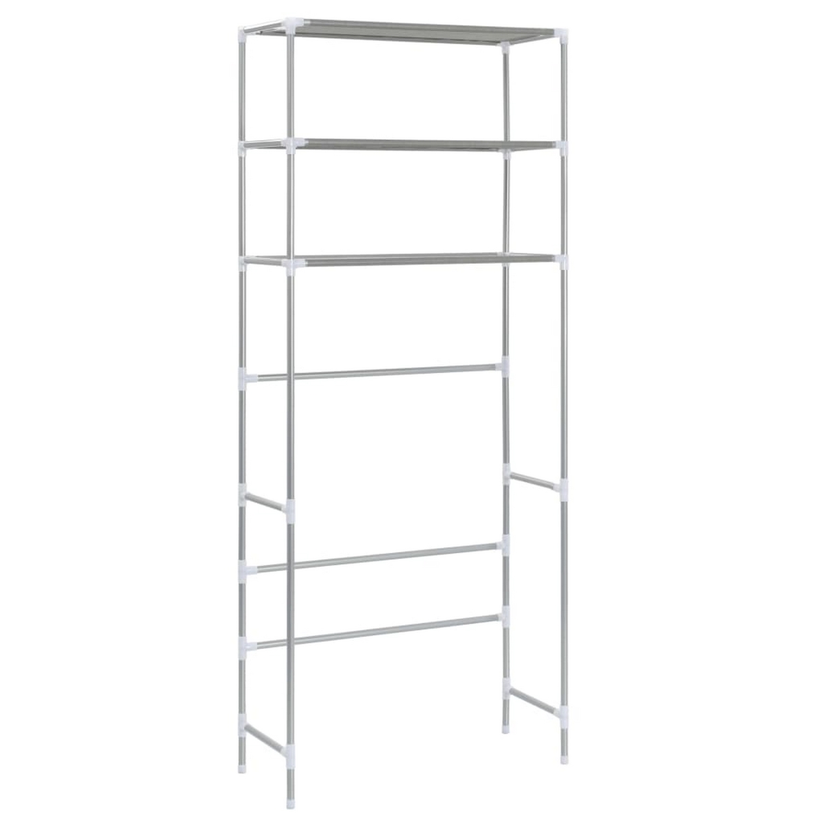 Picture of Benjara BM326444 3-Tier Storage Rack with Over Laundry Machine Style&#44; Silver Steel & Fabric