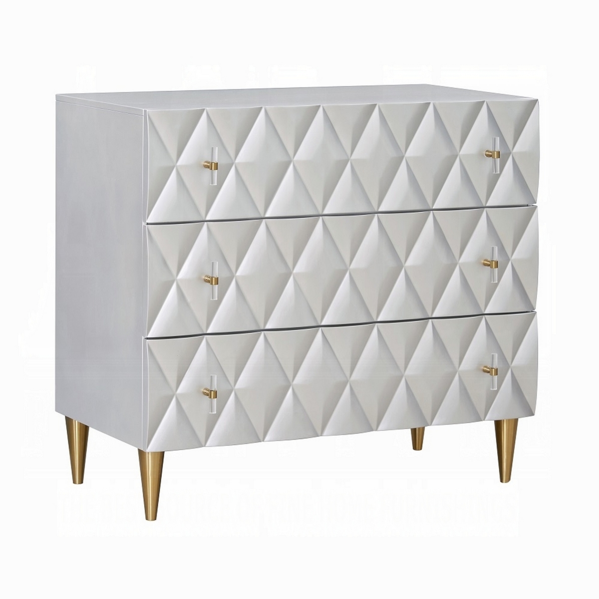 Picture of Benjara BM324393 36 in. Wide Nightstand Dresser with Drawers Jewelry Tray&#44; Silver & Gold