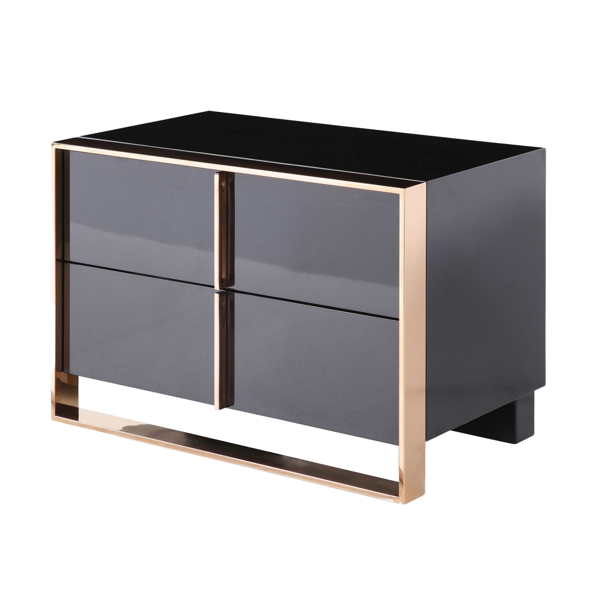 Picture of Benjara BM325236 Caer Nightstand with 2 Drawers & Modern Rose Gold Stainless Steel&#44; Black