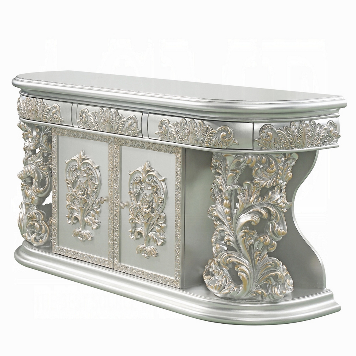 Picture of Benjara BM324331 73 in. Dove Dresser with Classic Champagne Gold & 3 Drawers 1 Shelf