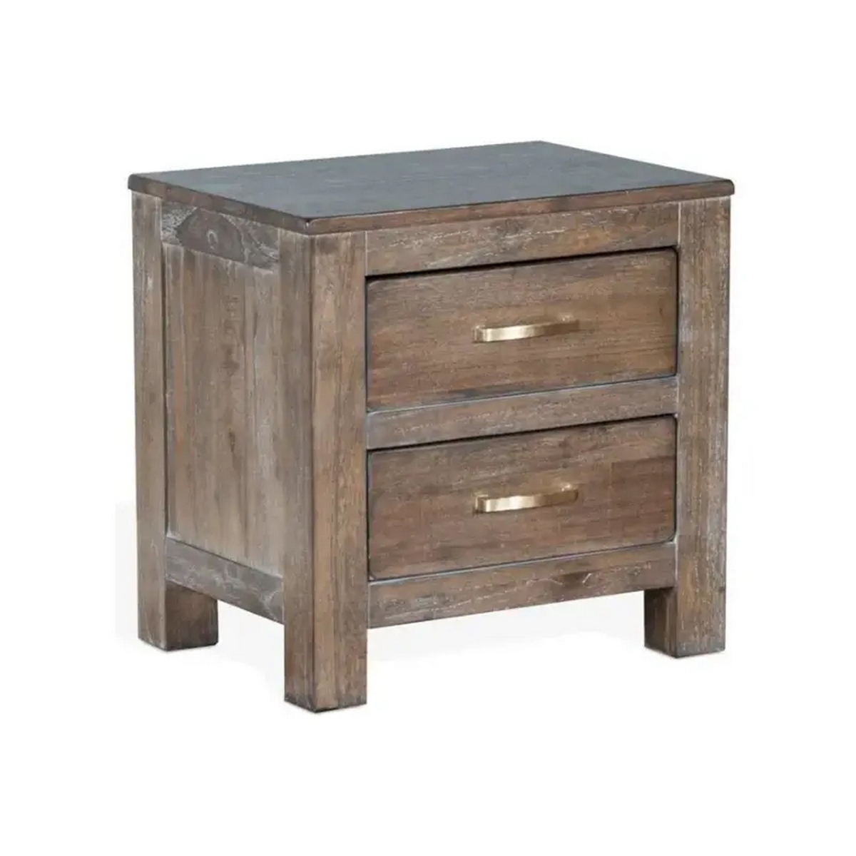 Picture of Benjara BM324835 Remi Nightstand with 2 Drawers & Metal Handles&#44; Rustic Light Brown