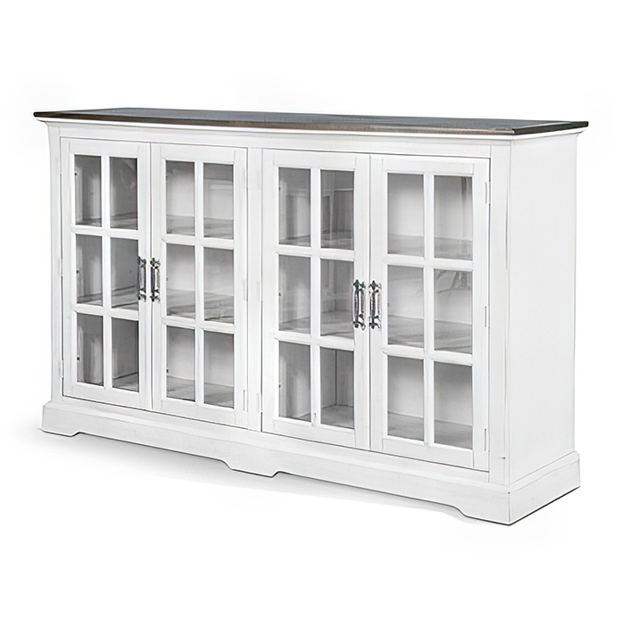 Picture of Benjara BM324900 Orso Sideboard Buffet Console with 2 Double Door Cabinet&#44; White & Brown