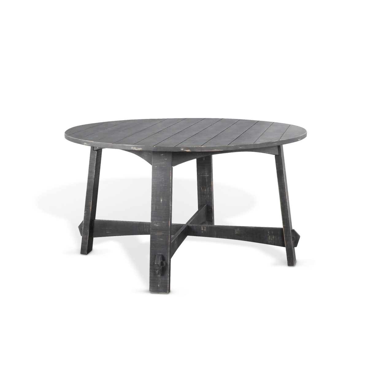 Picture of Benjara BM325397 Rena Dining Table with 54 in. Round Planked Black Smoke Mahogany Wood