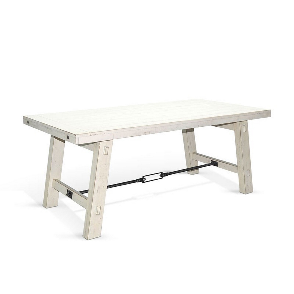 Picture of Benjara BM325413 74 in. Rena Dining Table with Turnbuckles&#44; Off-White & Mahogany Wood