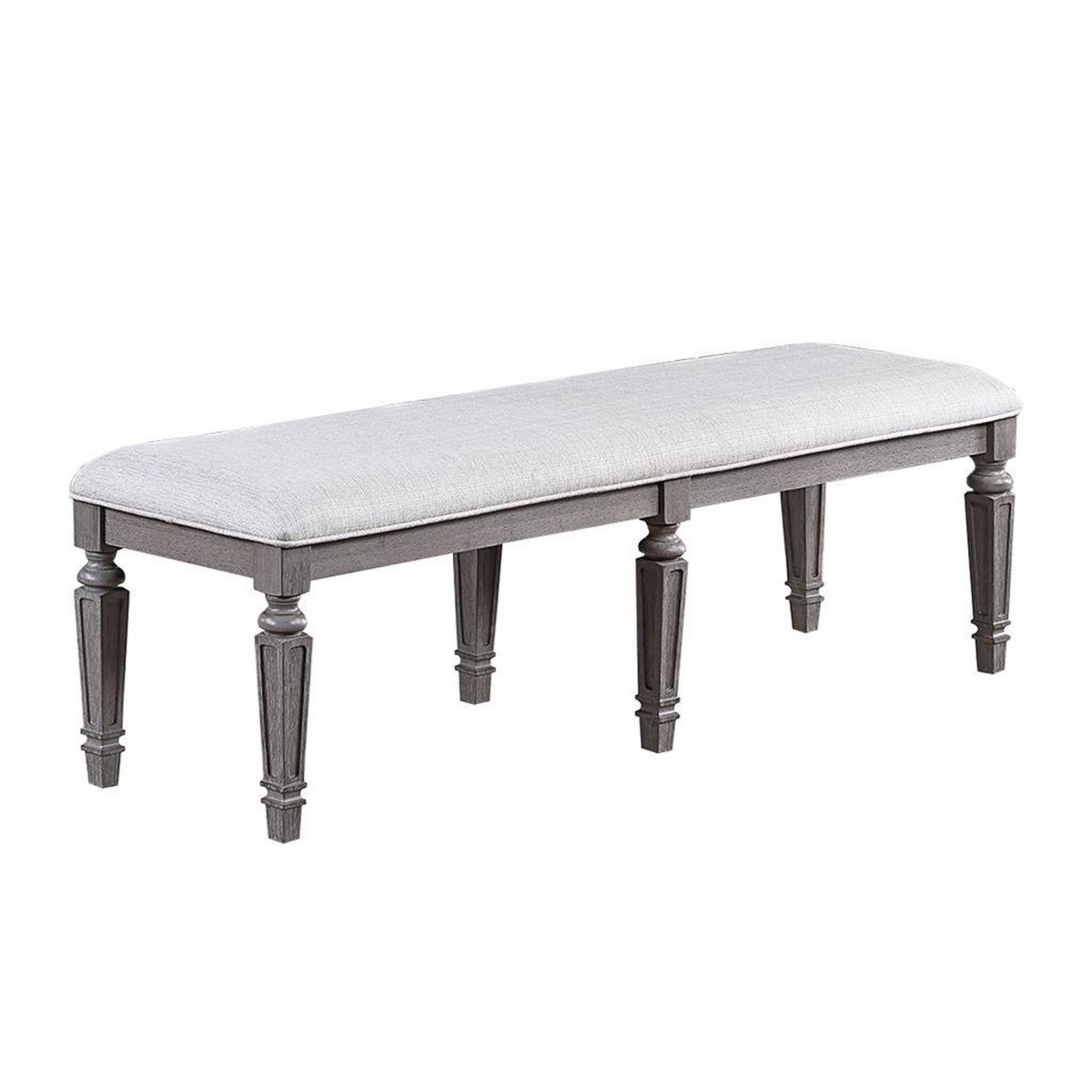Picture of Benjara BM326029 64 in. Winie Dining Bench with Turned Legs&#44; Gray Wood & Fabric