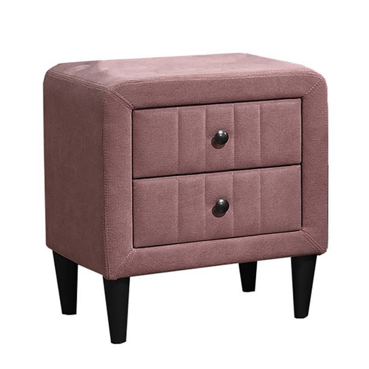 Picture of Benjara BM326151 22 in. Rheo Nightstand with 2 Drawers & Blush Pink Brushed Linen Upholstery