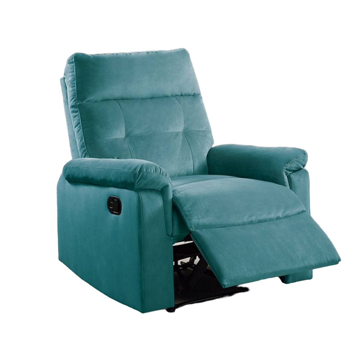 Picture of Benjara BM326092 Jessy Manual Recliner Chair with Tufted Cushionsed Blue Velvet&#44; Solid Wood