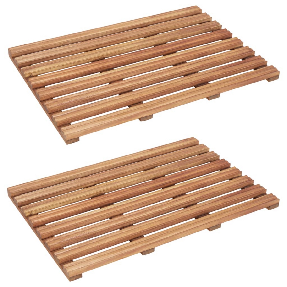Picture of Benjara BM325812 22 x 15 in. Bathroom Mats with Brown Solid Acacia Wood & Slatted Design - Set of 2