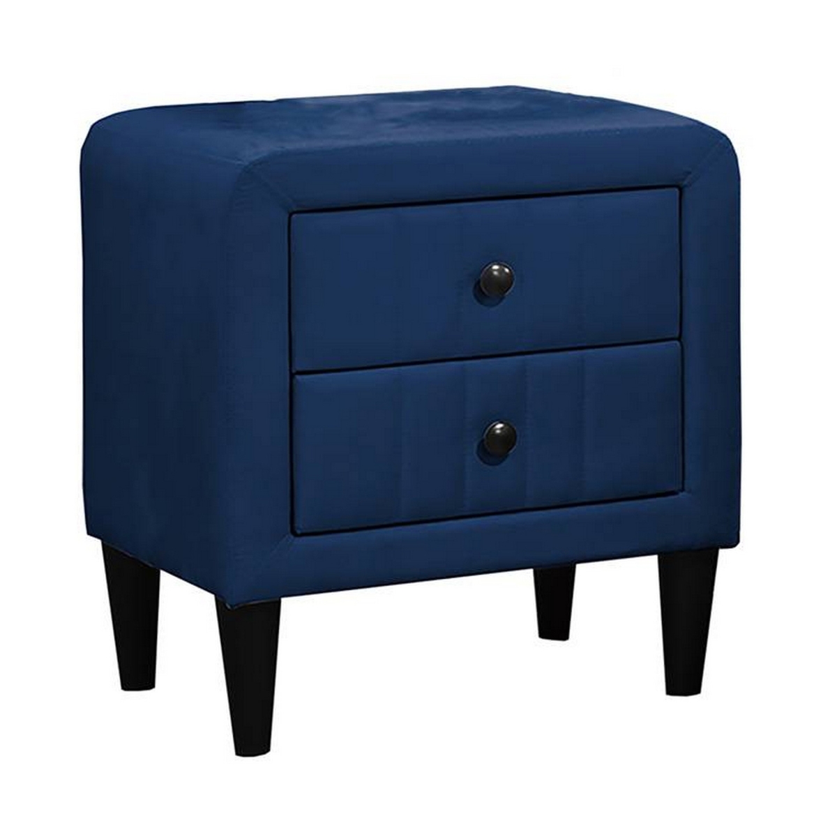 Picture of Benjara BM326147 22 in. Rheo Nightstand with 2 Drawers & Upholstered&#44; Navy Blue Velvet