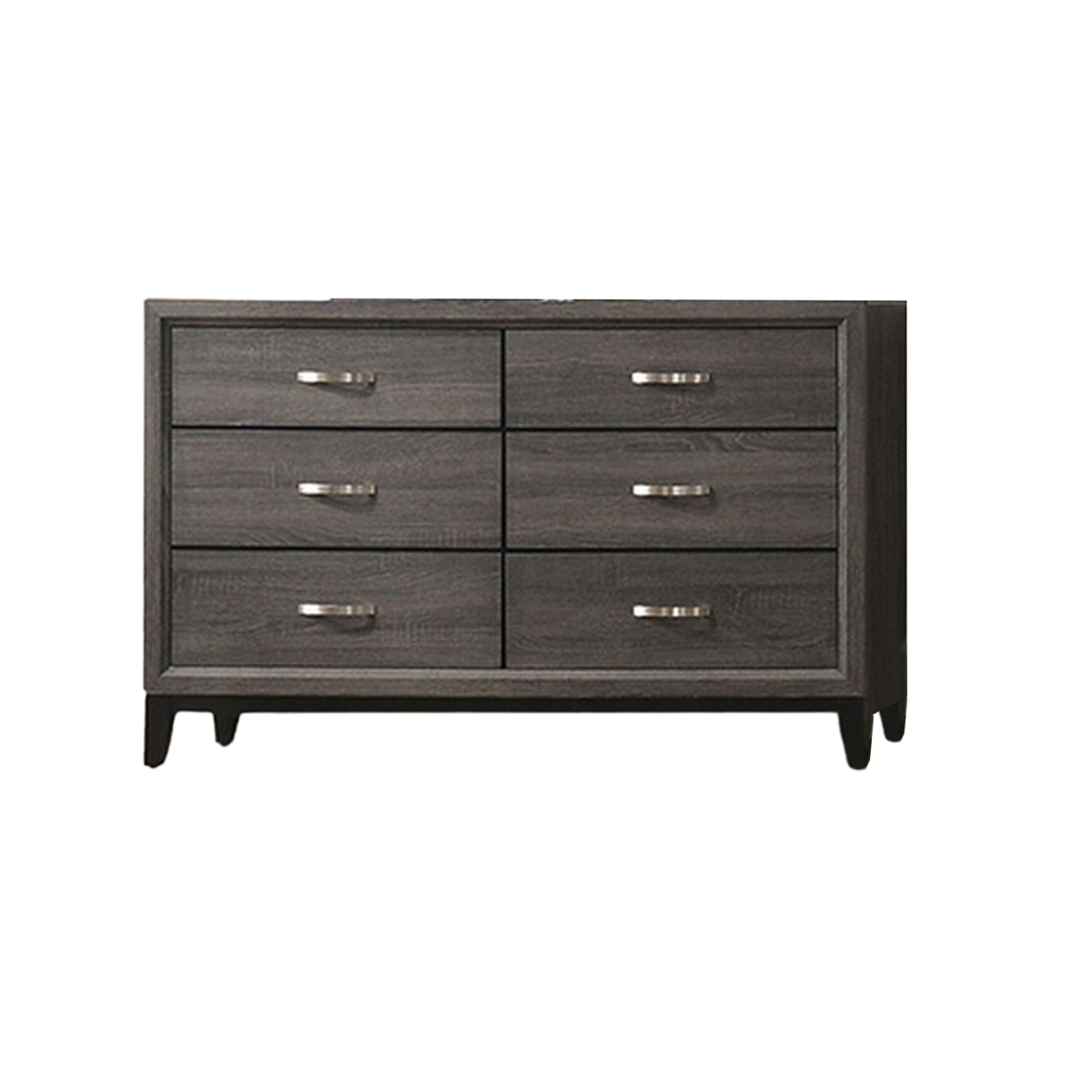 Picture of Benjara BM319531 Erica Wide Dresser with 6 Drawers & Spacious Top&#44; Gray Wood & Nickel Handle