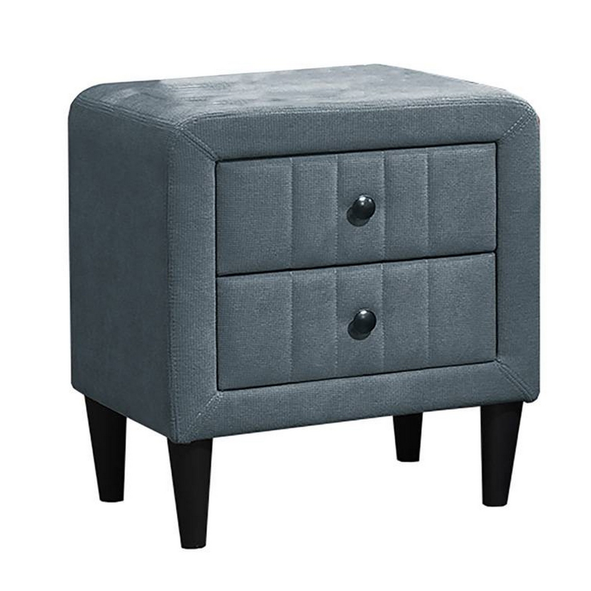 Picture of Benjara BM326150 22 in. Rheo Nightstand with 2 Drawers & Slate Gray Brushed Linen Upholstery