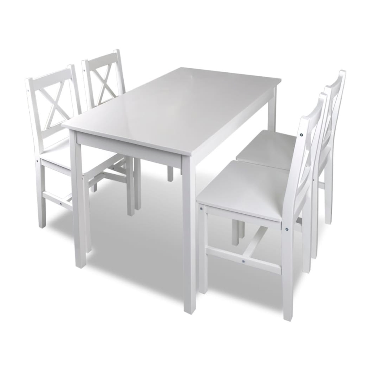 Picture of Benjara BM326323 5 Piece Dining Table & Chair Set with 43 in. Top Farmhouse White Pine Wood