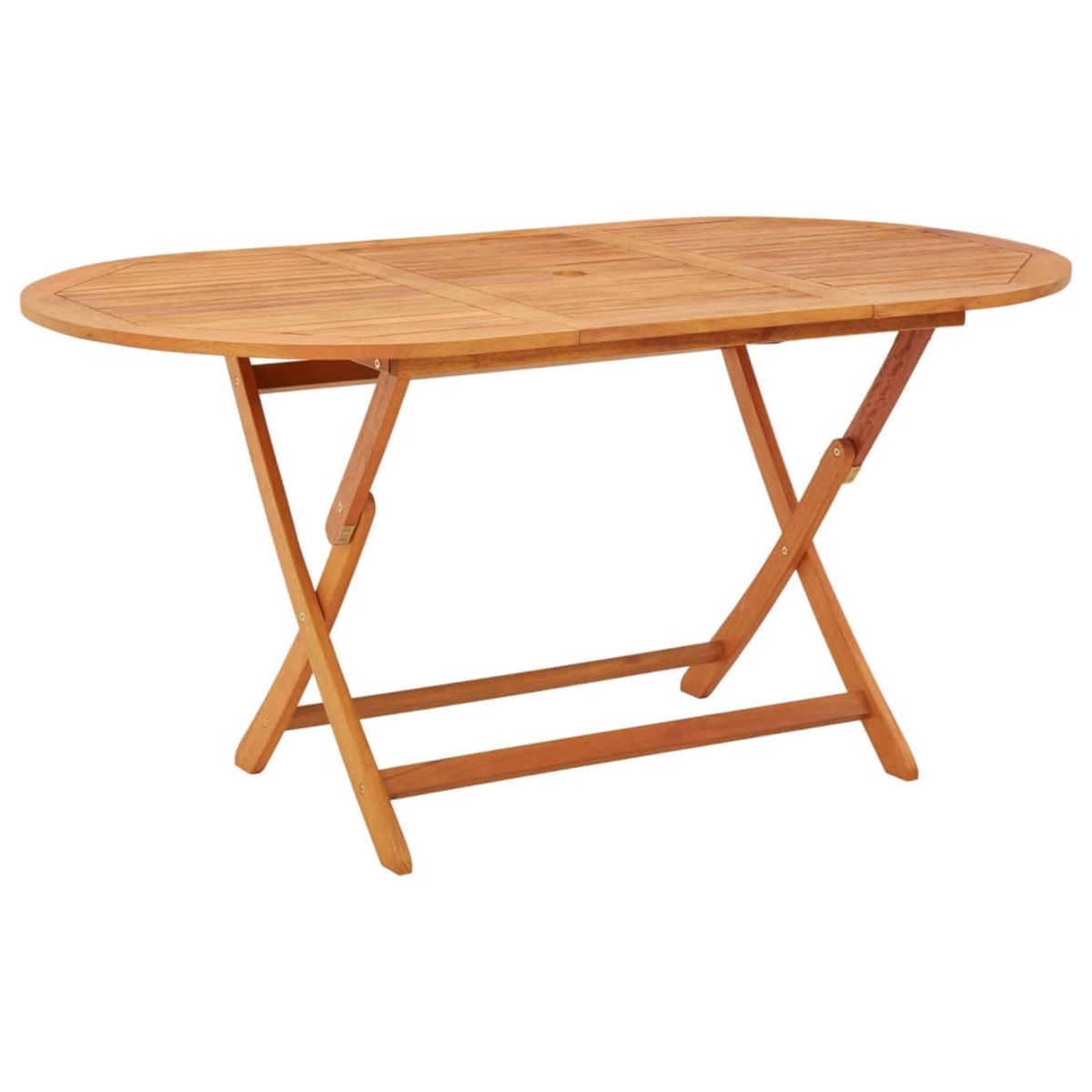 Picture of Benjara BM326458 Nila Folding Outdoor Dining Table with 63 in. Slatted Oval Brown Wood Top