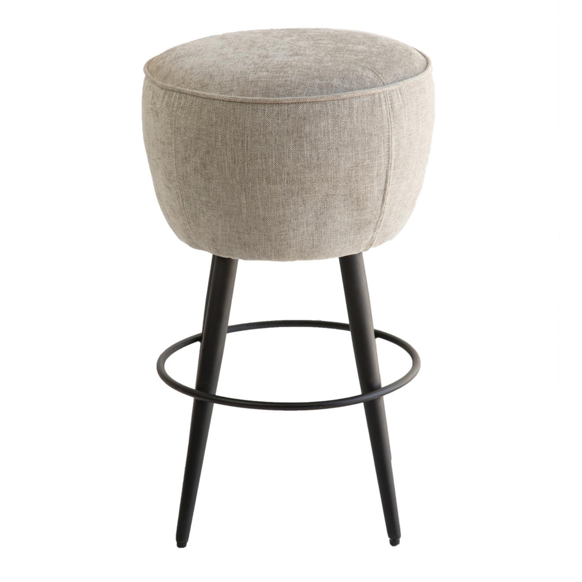 Picture of Benjara BM326646 Curi Counter Stool with Plush Light Gray Cushioned Seat&#44; Black Metal Legs