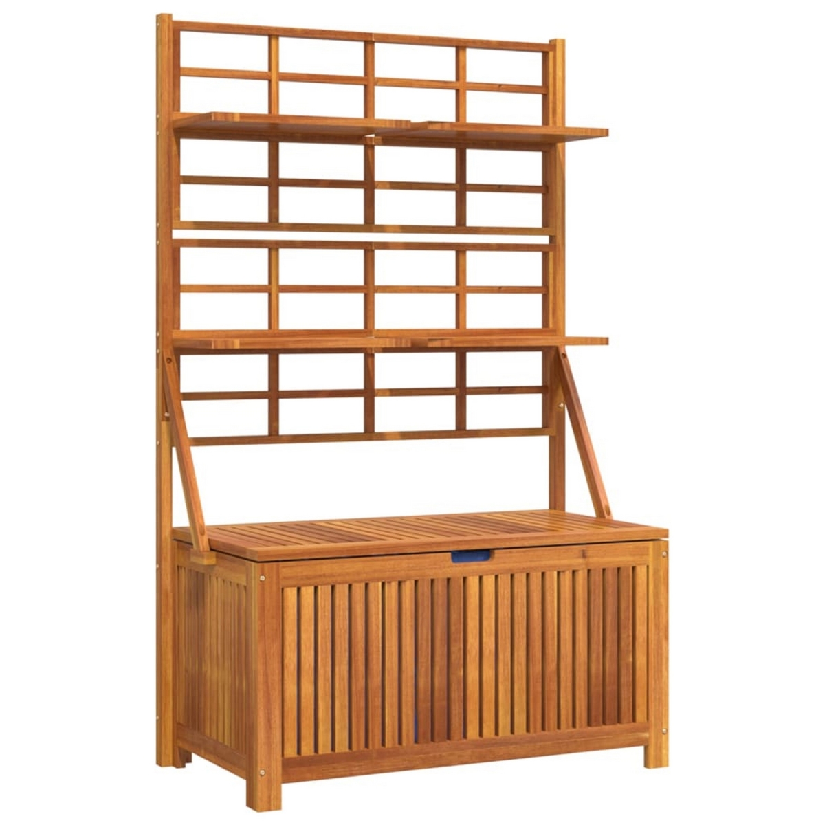 Picture of Benjara BM325885 63 in. Outdoor Storage Box with Trellis Shelves&#44; Brown Acacia Wood