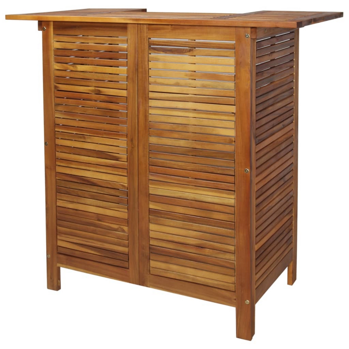 Picture of Benjara BM325903 43 in. Outdoor Bar Counter Table with Shelves&#44; Brown & Solid Acacia Wood